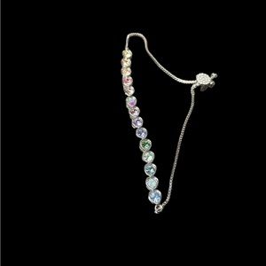 Brilliance Fine Silver Plated Multicolored Crystal Adjustable Bracelet